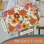 Retro 70s Groovy Flowers Dish Drying Mats 18x24 Inch, Daisy Boho Dish Pad - Image 2