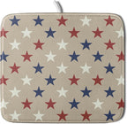 Patriotic July of 4th Blue Red White Star Dish Drying Mat by Aytipun