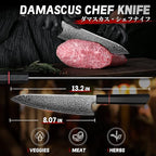 TIVOLI Damascus Chef Knife 8 inch, Japanese Hand Forged High Carbon Kitchen - Image 8