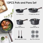 SENSARTE 13Pcs Pots and Pans Set Nonstick Cookware Set Kitchen Cooking Frying - Image 2