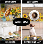 Sunflower Dish Drying Mat for Kitchen 18x24 Inch Counter Rustic Vintage Floral - Image 7