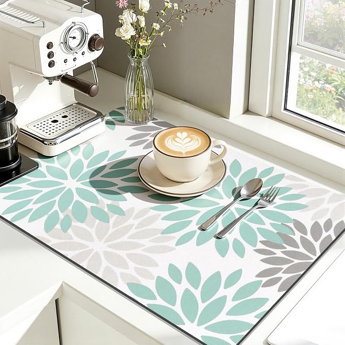 Findosom Floral Dish Drying Mat, Cuttable Drying Mat - Image 6