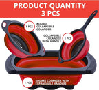 Set of 3 Red Food Strainer for Kitchen - Image 4