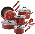 Rachael Ray Cucina Nonstick Cookware Pots and Pans Set, 12 Piece, Cranberry Red by RachaelRayKitchenware