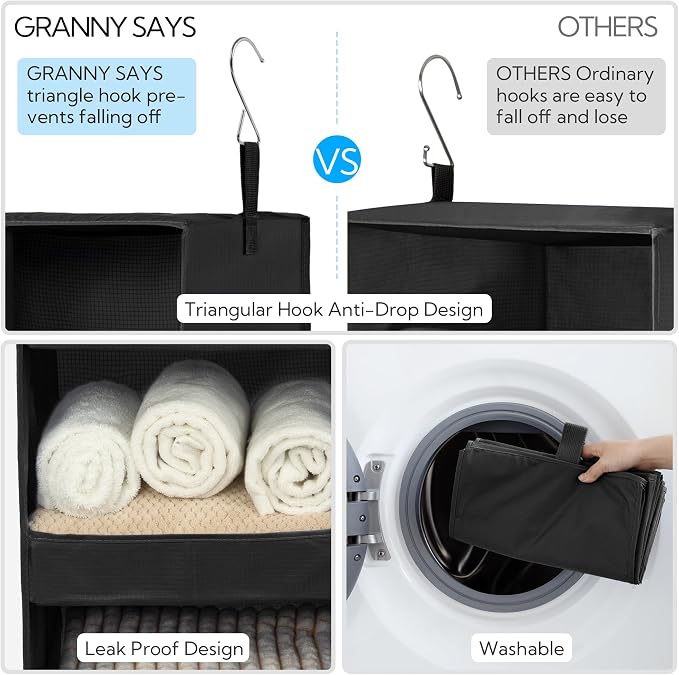 GRANNY SAYS Hanging Closet Shelf, 3-Shelf Foldable Hanging Organizers and - Image 6