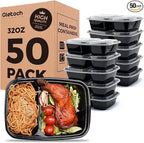 50 Pack 32 oz Sturdy Leakproof 2-Compartment Meal Prep Containers by GlotochExpress
