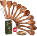 12 Pcs Wooden Cooking Utensils Set – Luxury Wooden Kitchen Utensils by WOODLANDSUSA