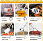 E-far 6-Piece Cooking Utensils Set, Stainless Steel Kitchen Utensils, Metal - Image 3