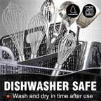 Walfos Whisk, 304 Stainless Steel whisk, No-Rust 7+9+11inch Whisks - Image 7