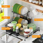 Over The Sink Large 2 Tier Dish Drying Rack Expandable, Dish Drainers - Image 5