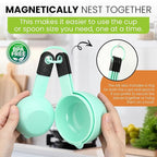Spring Chef Mint Magnetic Measuring Cups and Spoons Set of 9, Stackable Plastic - Image 2