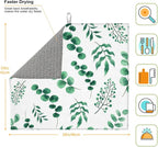 Watercolor Plant Green Leaves Dish Drying Mat - Image 2