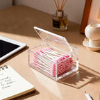 Clear Acrylic Qtip Holder with Lid, Cotton Balls Swab Organizer, 3.9" x 2.8" x - Image 9