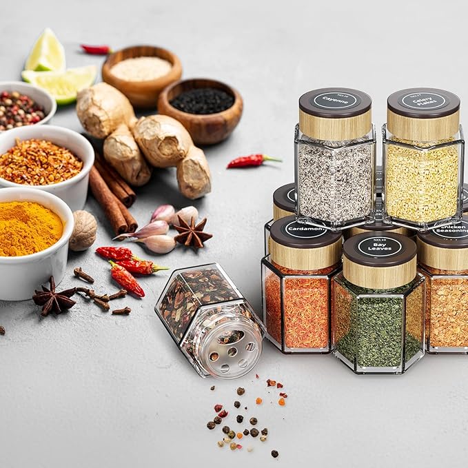 Vetacsion Set of 18 Magnetic Glass Spice Tins - Image 4