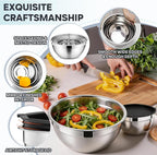E-far Mixing Bowls With Lids Sets of 5, 10-Piece Stainless Steel Salad Metal - Image 3