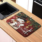 Christmas Dish Drying Mats for Kitchen Counter 16x18 Cute Snowman Red Dish - Image 6