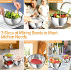 Nicdiet Mixing Bowls with Airtight Lids, Stainless Steel Mixing Bowl Set with 3 - Image 6
