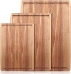 Solid Wooden Cutting Board Set of 3 Acacia Wood Charcuterie Boards Set Hardwood by Ayiaren