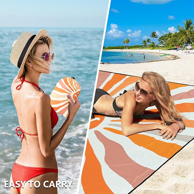 HIHOHO Beach Blanket Waterproof Sandproof Extra Large Beach Mat 79" X - Image 4