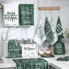 12 Pcs Farmhouse Kitchen Decor and Accessories Sets 4 Green Kitchen Towels 4 - Image 7