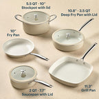 Pyrex 8-Piece Ceramic Cookware Set, Pots and Pans - Image 3