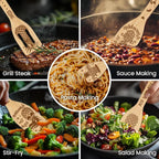 CUTHOLLOW 6PCS Happy as a Pineapple Wooden Kitchen Cooking Utensil Set - Image 4