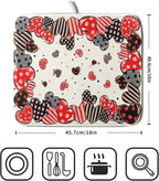 Red Heart Dish Drying Mat 16"x18" Love Dots Microfiber Dish Drainer Rack Mat - Image 2