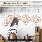 Watercolor Peaches Oven Mitts and Pot Holders Sets, Silicone Kitchen Mitts - Image 5
