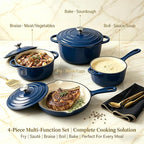QuliMetal Enameled Cast Iron Cookware Set, 4-Piece Pots and Pans Set - Image 6