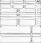 Criusia 22 Pcs Drawer Organizer Bins, Acrylic Non Slip Kitchen Drawer by Criusia