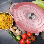 5.5 Quart Oval Enameled Cast Iron Dutch Oven Pot - Image 5