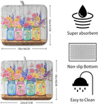 Daisy Dish Drying Mat for Kitchen Counter Spring Summer Flowers Vases Dishes - Image 2
