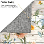 Flowers on Wooden Board Dish Drying Mat 16x18 Inch, Microfiber Absorbent Fast - Image 5