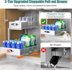 Housolution 2 Pack Large Under Sink Organizer, 2 Tier Metal Pull Out Under Sink - Image 4