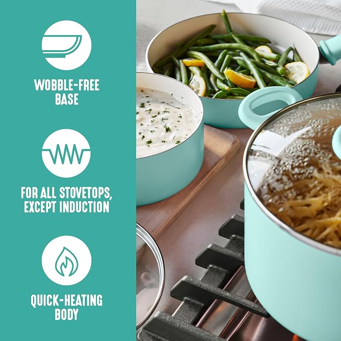 GreenLife 8 Piece Nonstick Cookware Set, Non-Toxic PFAS-Free Ceramic Pots & Pans - Image 4