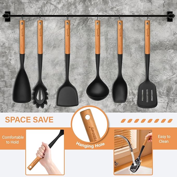 Large Silicone Kitchen Utensils Set, Heat Resistant and BPA Free Silicone - Image 7
