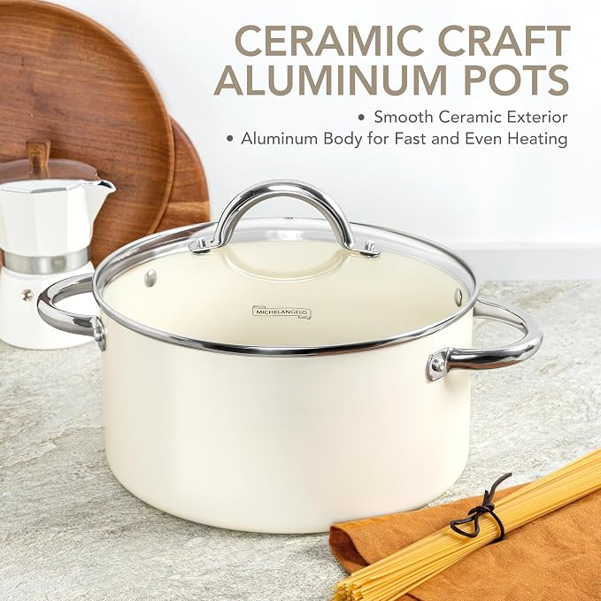 MICHELANGELO Stock Pot with Lid, 6 Quart Soup Pot with Lid - Image 3