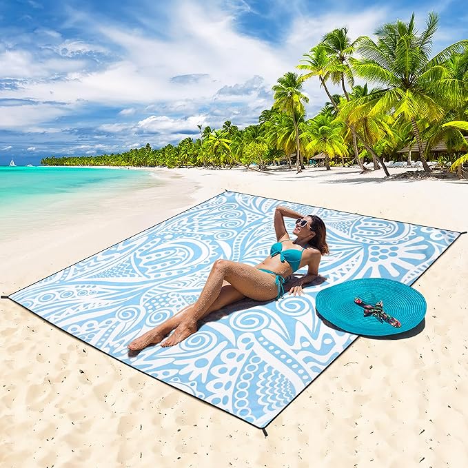 HIHOHO Beach Blanket Waterproof Sandproof Extra Large Beach Mat 79" X - Image 5