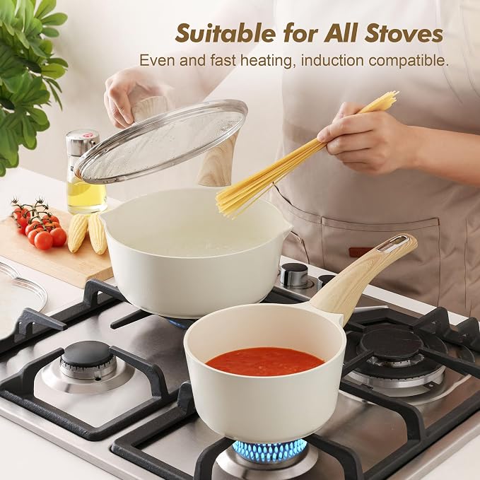 SENSARTE 1.5 & 2.5 Quart Ceramic Sauce Pan Sets - Image 4