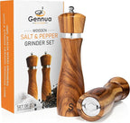 Gennua Kitchen Wooden Salt and Pepper Grinder Set: Refillable Salt & Pepper - Image 2
