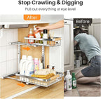 PXRACK Under Sink Organizer, Adjustable Height, 2 Tier Pull Out Cabinet - Image 4
