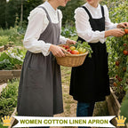 Uaussi Cotton Linen Apron Cross Back Work Apron - Image 3