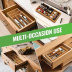 Small Silverware Organizer, Bamboo Kitchen Drawer Cutlery Organizer, Utensil - Image 4