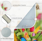 Sanwarm Absorbent Dish Drying Mat, Spring Flowers Butterflies Microfiber Pad - Image 3
