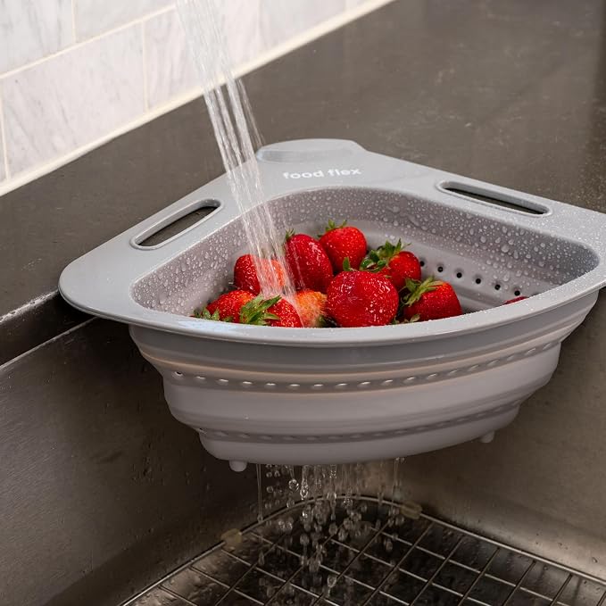 Collapsible Corner Colander – Space-Saving Over Sink Strainer, 3.5 Qt - Image 3