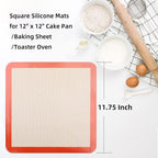 Square Silicone Baking Mats for 12 Inch Cake Pan/12x12 Cheesecake Pan/Toaster - Image 2
