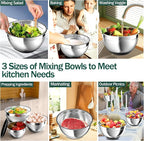Nicdiet Mixing Bowls with Airtight Lids, Stainless Steel Mixing Bowl Set with 3 - Image 6