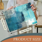 Teal Grey Abstract Art Dish Drying Mat, Drying Rack Pad Countertop Dishes Ultra - Image 2