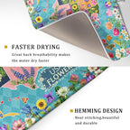 Flower Map Dish Drying Mat Colorful Floral Microfiber Large Dish Drying Pad - Image 3