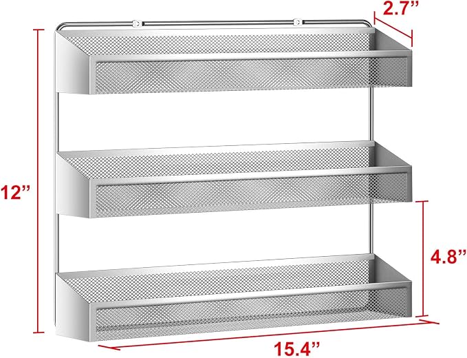 Auledio 2 Pack Spice Rack Organizer, 3 Tier Counter-top Stand or Wall Mounted - Image 7